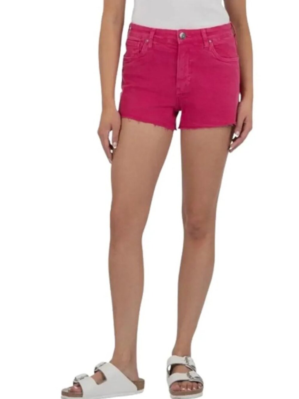 KUT FROM THE KLOTH Womens 4 High Rise Shorts Pink Fuchsia Raw Hem 3.5 Inseam NWT